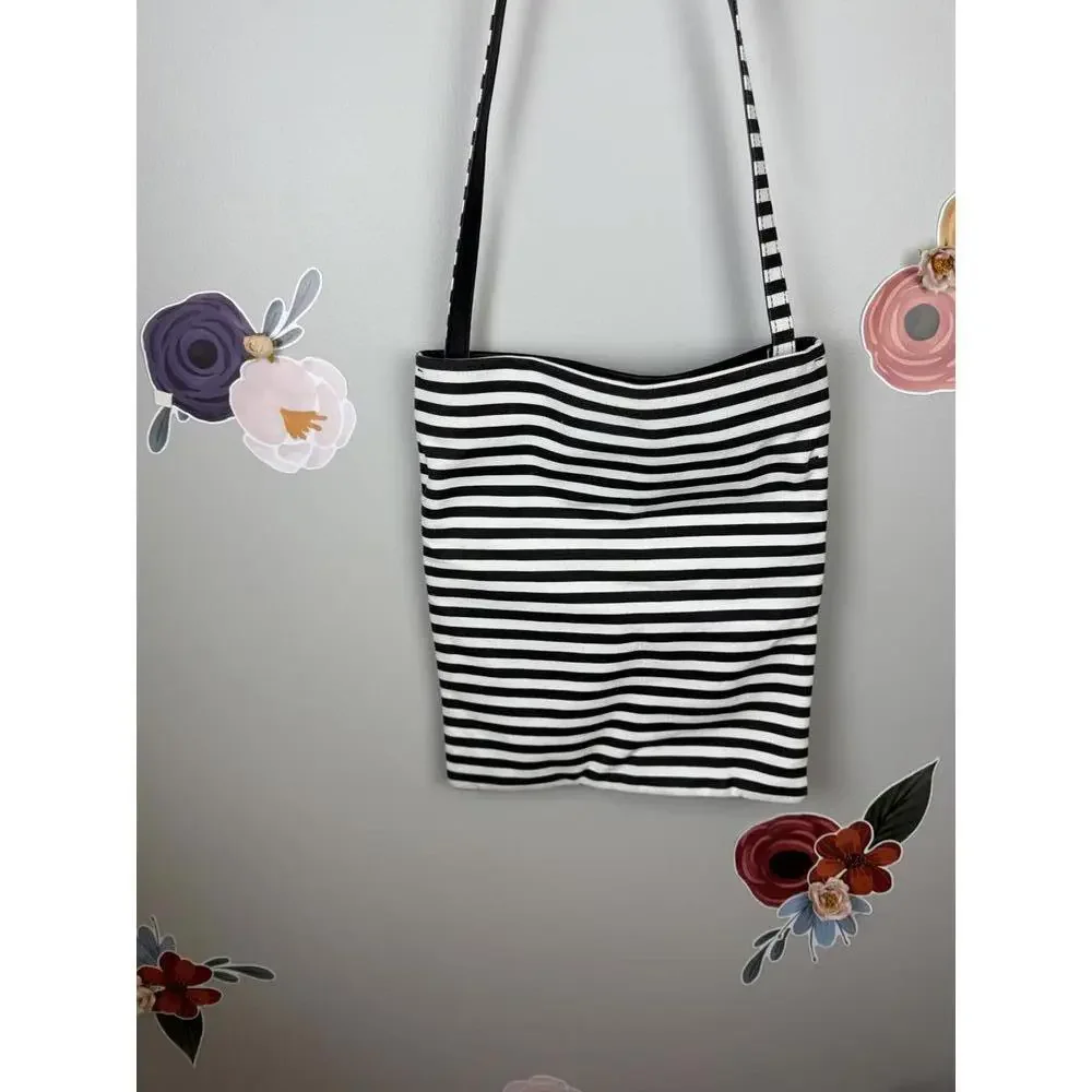 Kate Spade Black and White Striped Crossbody Saturday Bag